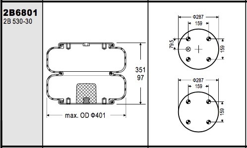 W01-358-6801 Air Spring 21-2 Industrial Air Spring Contitech Hendrickson S2734