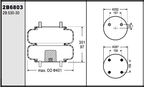 Goodyear 2B14-366 Firestone Air Spring W01-358-6803 Hendrickson Trailer S6412