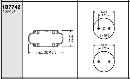 W01-358-7742 Single Convoluted Air Spring Rubber Bellows Number 131