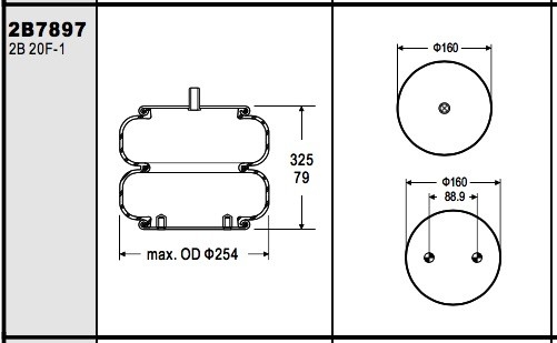 002878 Double Convoluted Air Spring 257-1 W013587897 12 Months Warranty