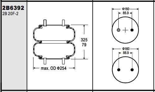 W013586392 Industrial Air Spring Double Convoluted 20-2 Arvin Meritor 2258-G-1489