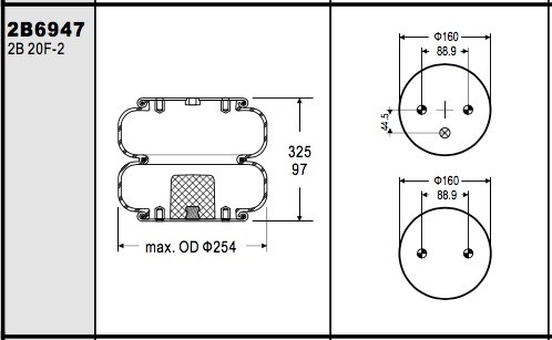 W01-358-6947 Industrial Air Spring For Hendrickson Auxiliary Number S-8701