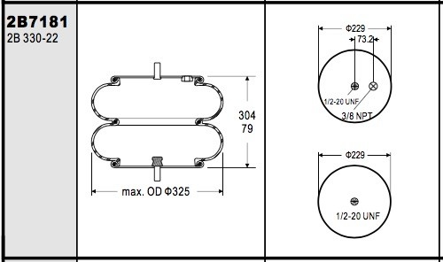 W01-358-7181 Goodyear Air Spring 2B12-411 ContiTech Number FD330-22 472