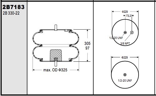 2B12-412 W01-358-7183 Firestone Air Spring For Fruehauf Number UCA0112 With Bumper