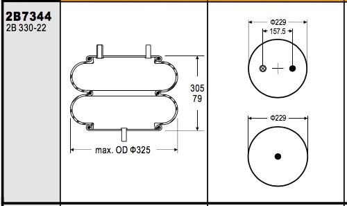 W01-358-7344 2B12-304 Goodyear Air Suspension Steel And Rubber Material Number P10755C