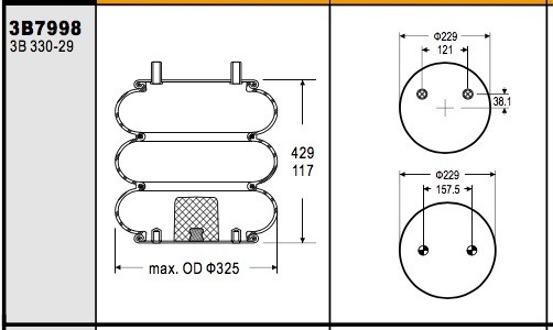 W01-358-7998 Industrial Air Spring Firestone Contitech FT330-29 548 For Henrickson 00156