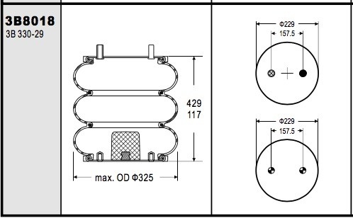 Goodyear 3B12-303 Industrial Air Spring W013588018 Triangle 4434 GUOMAT 3B8018