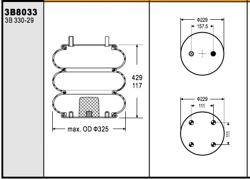 GUOMAT Air Spring Shocks FT330-29 525 Hendrickson Auxiliary 003316 / S-14487 W01-358-8033