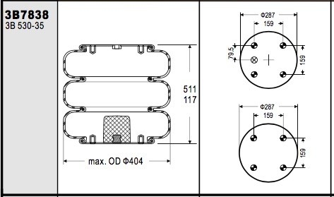 Contitech FT 530-35 436 Industrial Air Spring W013587838 Triple Convoluted Air Bag