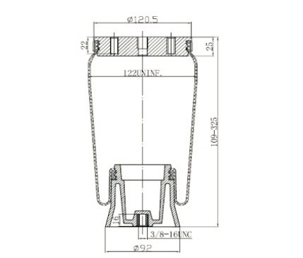 Rubber and Plastic Medium Bellows Modified Airbag For Truck W21-760-9002