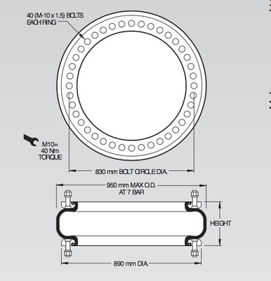 High Strength Industrial Air Spring W01M586969 Bellows Number 148-1 Bear Force Up To 30T