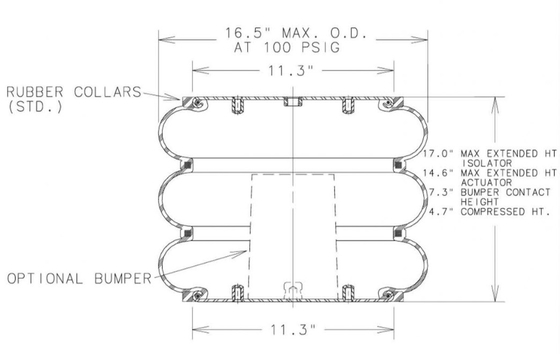 3B15-375 1 /4&quot;-18 NPTF Air Fitting Durable Triple Convoluted Air Bag