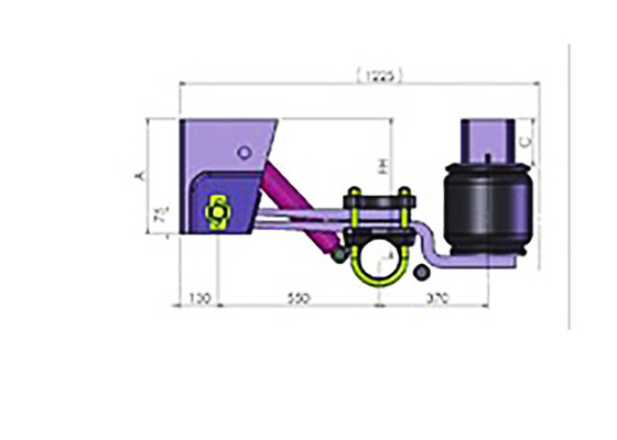 Two Spring Guide Arms Suspension Air Spring For Gap Free Design Trailers