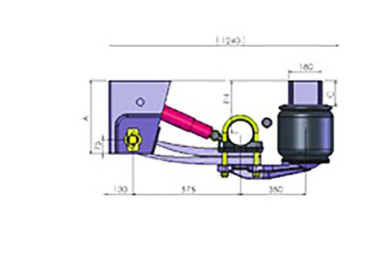 Two Spring Guide Arms Suspension Air Spring For Gap Free Design Trailers