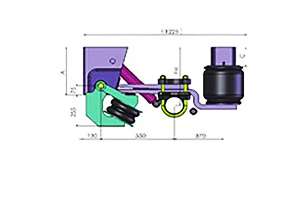 Two Spring Guide Arms Suspension Air Spring For Gap Free Design Trailers