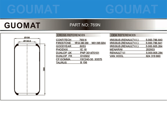 769N GOODYEAR 8053 TAURUS B156 Bus Air Spring For MENARINI 252933