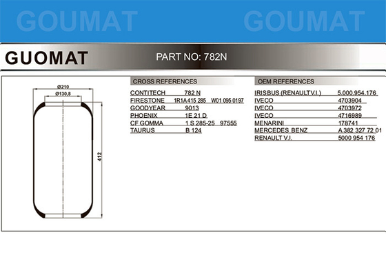 782N CONTITECH Suspension Air Spring GOODYEAR 9013 For IVE-CO 4703904