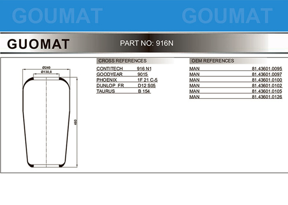 916N1 GUOMAT Air Helper Springs PHOENIX 1F21C-5 GOODYEAR 9015 For MAN 81.43601.0102