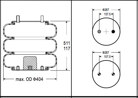 W013587850 Industrial Air SpringBellow NO. 333 Triple Convoluted Air Bag Goodyear 3B14-452