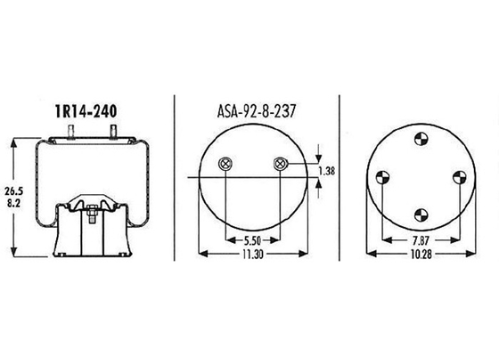 1R14-240 Goodyear Rolling Lobe Truck Air Springs Flexmember 566-28-2-240