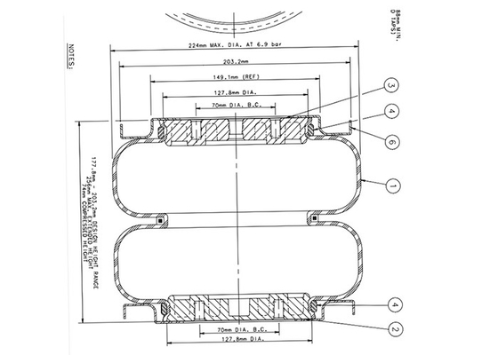 12 Months Warranty Industrial Air Spring Goodyear Original 2B8-850 Double Layer