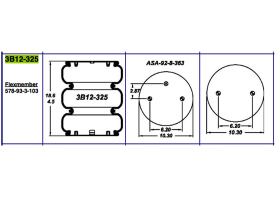 3B12-325 Industrial Air Spring Goodyear Triple Convoluted 578933103