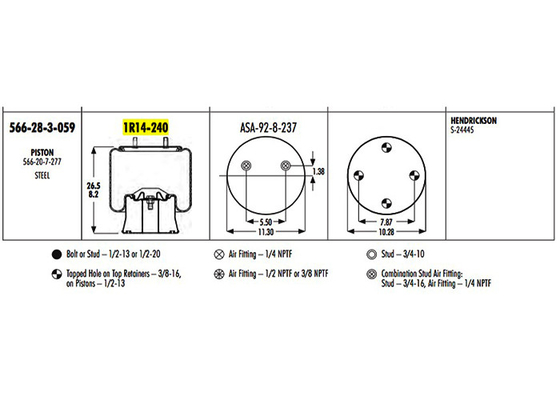 1R14-240 Goodyear Air Spring 566-28-3-059 Hendrickson S-24445