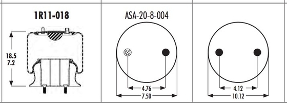 1R11-018 Goodyear Rolling Lobe Airbag Bellows NO. 566-22-3-006 For KENWORTH K-102-A