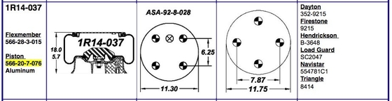 1R14-037 Goodyear Air Spring Flexmember 566-28-3-015 FIRESTONE W013589215 For HENDRICKSON B-3648