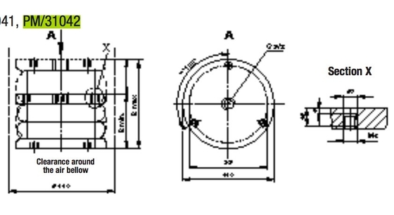 PM/31042 Industrial Air Spring Bellow Single Acting 4-1/2&quot; 80mm G3/8