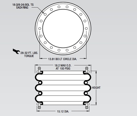 W01-358-7761 Triple Convoluted Industrial Air Spring