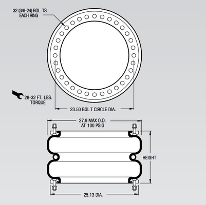 W01-358-7230 Firestone Air Spring Style 215 Two Ply Refer To Contitech FD 2870-30 RS