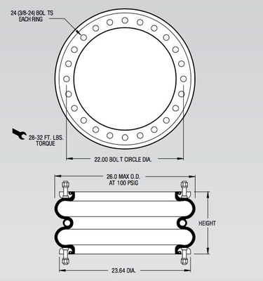 FD 2380-24 RS Contitech Air Spring W01-358-7772 Industrial Air Shock Style 200