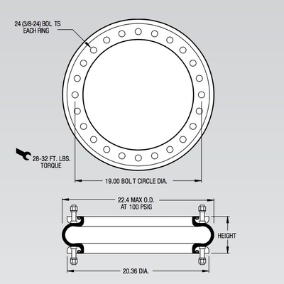 FS 1710-12 RS Industrial Air Shocks Firestone W01-358-7727 For Continental Industry Equipment