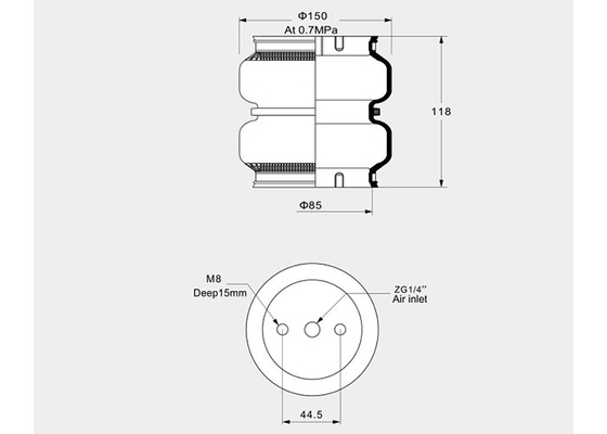 130118K-2 Industrial Double Convoluted Air Spring For Single End Board Trim Saws