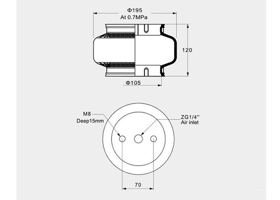 176120K-1 Air Suspension Spring Single Convoluted Bags For Band Saw Pallet Dis-Mantlers