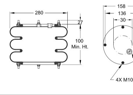 SP 1539 Firestone Air Bag Spring W01-R58-4086 With Eccentric Stomata Air Fitting M16X1.5