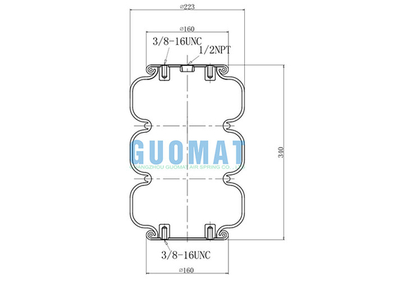 GUOMAT 3B20F-2P03 Industrial Air Spring With Rubber Bellows Diameter 223mm Natural H.340 MM