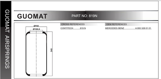 Wholesale  Rubber Air Bellow Truck 819N Contitech Airbag 1R1S350-0543