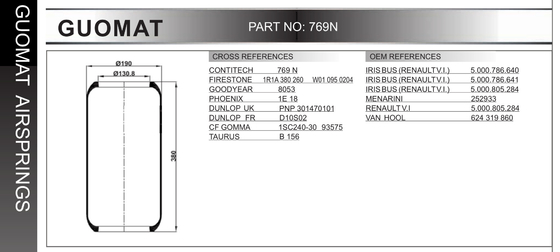 769N Contitech Airbags For Suspension Bus Firestone W01-095-0204  Air Helps Spring