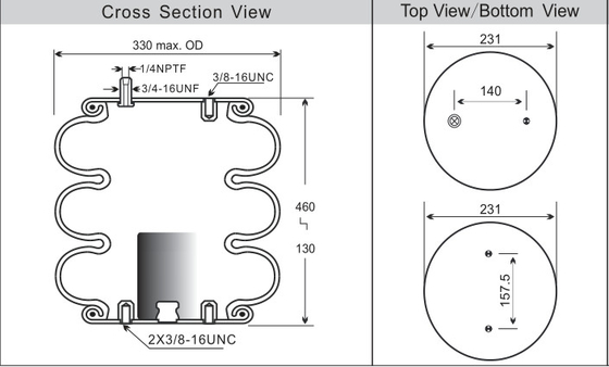 Triple Convoluted Suspension Air Spring W01-358-7995/38 3B12-329 Air Bags