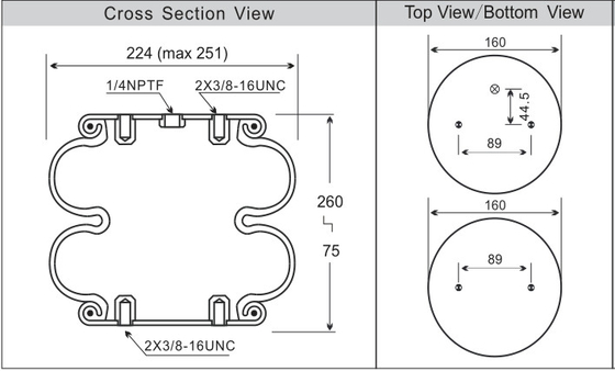 W013586910 Suspension Air Spring For Hendrickson Double Convoluted Airbag