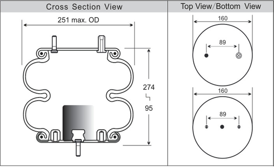 Double Convoluted Trailer Bus Truck Air Spring Ridewell 1003586932C Firestone W01-358-6932