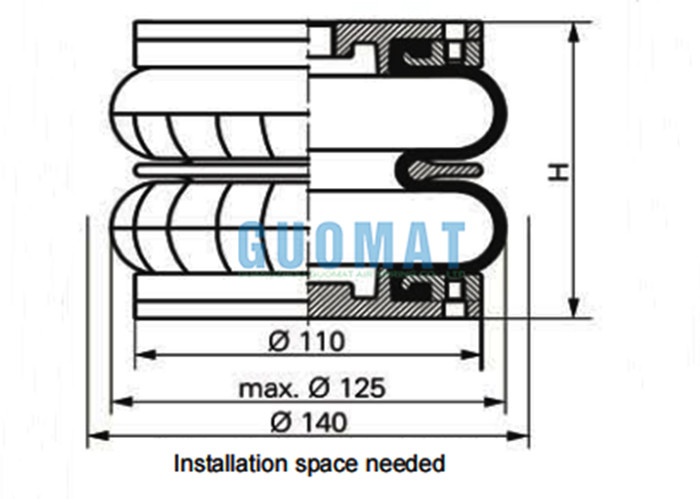 WBZ 140-E1 Double Convoluted Rubber Air Bellow G3/8 Weforma Helper Springs Pneumatic