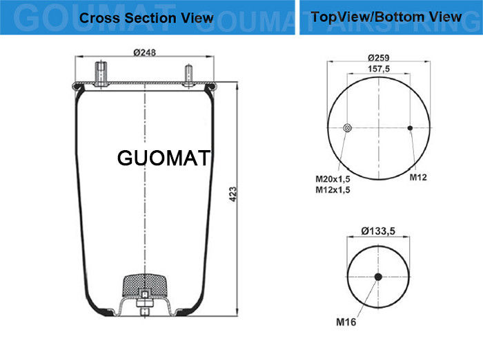 Contitech Air Bags Suspension / Truck Air Springs 4960 For BPW 05.429.41.77.0 30 K Wabco 9518118010