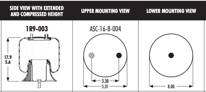 Goodyear 1R9-003 Suspension Airbags Rolling Lobe Bellows 566-18-3-004  566-16-7-021