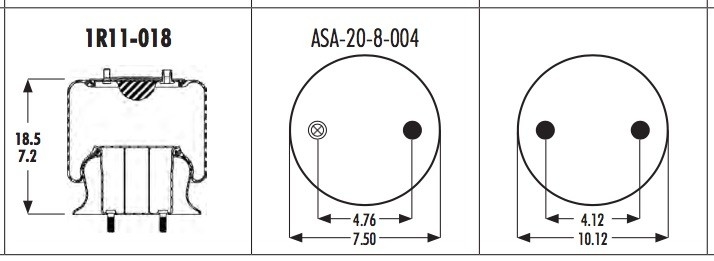 1R11-018 Goodyear Rolling Lobe Airbag Bellows NO. 566-22-3-006 For KENWORTH K-102-A