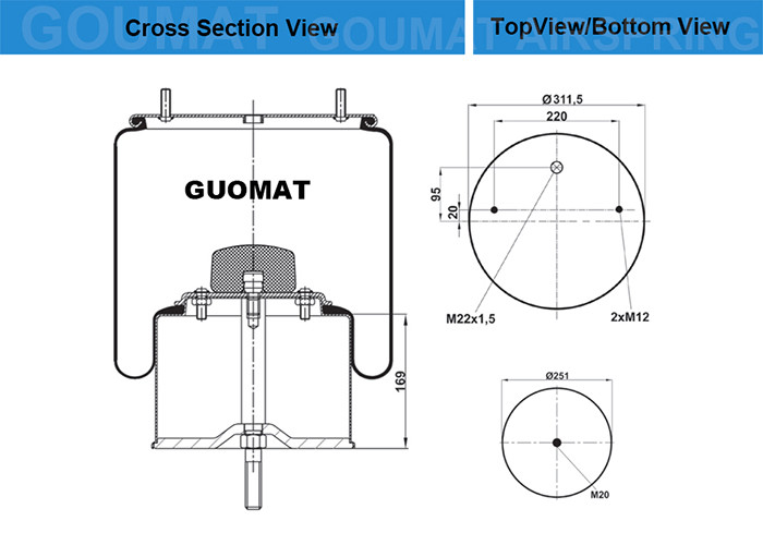 Axle Air Spring 725NP02  FIRESTONE W01M588969 / 1T66E10.8 For GIGANT 166217