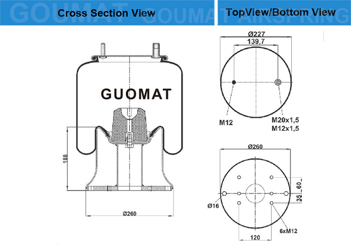 Airtech 34159-03 P / 121422 Natural Rubber Truck Air Springs With Piston