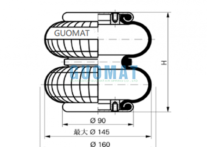 Contitech Air Spring System Contitech FD 40-10 Double Convoluted Air Spring G1/8 Fitting